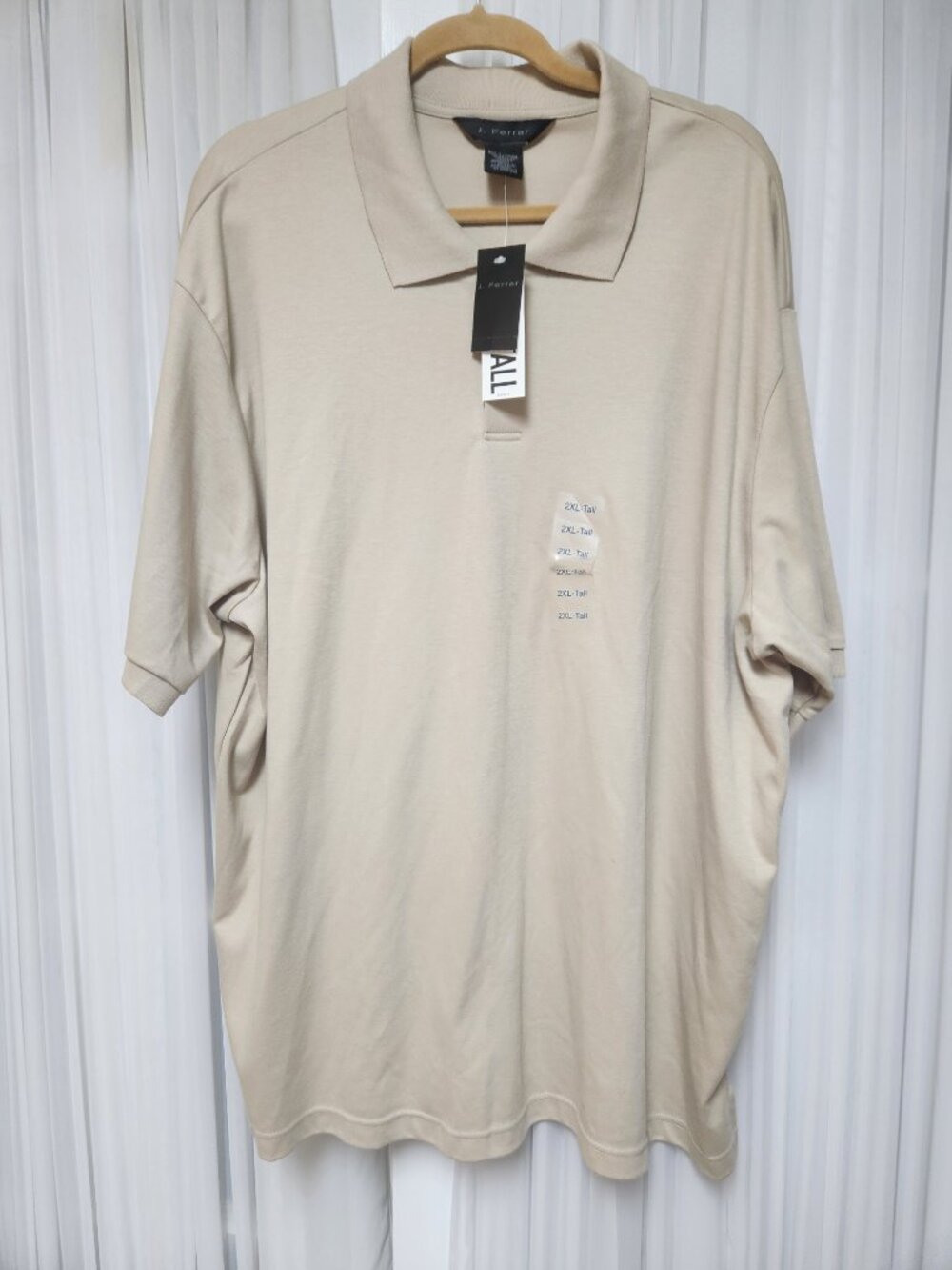New J. Ferrar Men's Biege Polo Shirt Size 2XLT